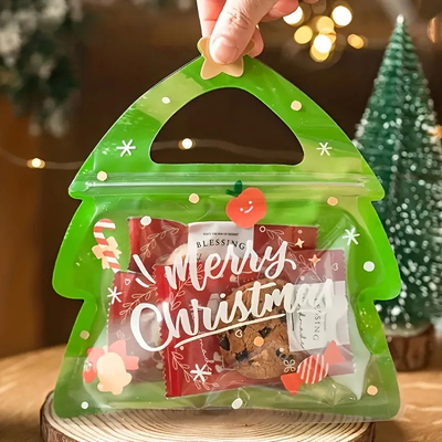 kaufen Weihnachtsstrümpfe spezielle Form Süßigkeiten Verpackungstüte Plastik Reißverschluss Tasche für Gummies online manufacture