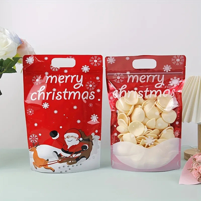 kaufen Custom Print Stand Up Tasche Reißverschluss Weihnachtsgeschenk Wickeltaschen mit Griff Loch online manufacture
