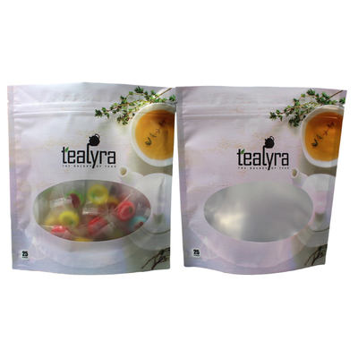 kaufen Custom Ziplock Kunststoff Stand Up Tasche Wärme versiegelte Lebensmittelverpackungstüten mit Fenster online manufacture