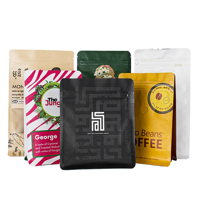 kaufen Custom Zipper Kraft Papier Laminationsfilm Kaffeebeutel Zipper Quadrat Bodenbeutel für Kaffeebohnen online manufacture