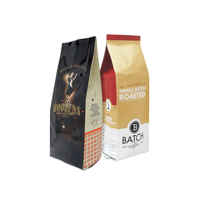 kaufen Glanzgold-Metall-Gedruckte Taschen 1kg Kaffeeseite Geest-Taschen kundenspezifische Heißdichtung Kaffee-Stand-up-Tasche online manufacture