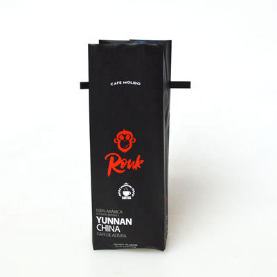 kaufen Folie Gusseted Mylar Matte Schwarze Kaffeebeutel CMYK Druck ISO9001 online manufacture