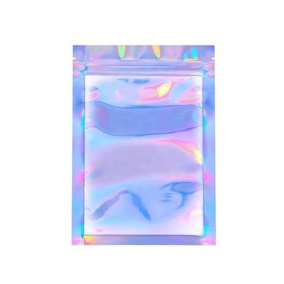 kaufen Kleiner Mylar Kunststoff biologisch abbaubarer Hitzeverschluss Reißverschluss Drei Seiten Lebensmittelverpackung Holographische Tasche online manufacture