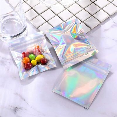 kaufen HACCP Holographische Stehbeutel Reißverschluss Top Mylar Folie Mini Taschen online manufacture