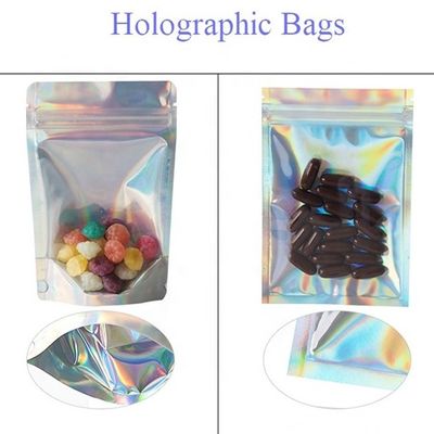 kaufen 0.5OZ Holographische Stehbeutel Silber Ziplockk Folie Taschen mit Tränen-Knochen online manufacture