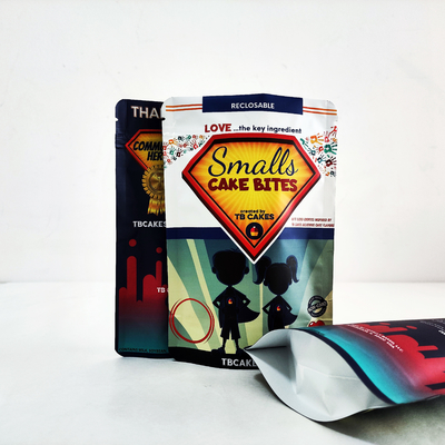 Aluminiumfolie Kindersicherung Reißverschluss Custom gedruckte Mylar Grasbeutel
