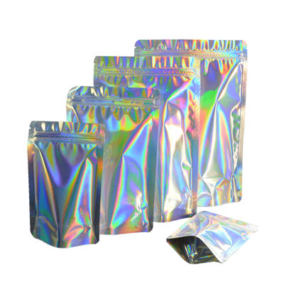 Einfach ausgedruckt, Holographisch, Stand Up Pocket, Mylar Zipper Taschen, Einseitig für Lebensmittel