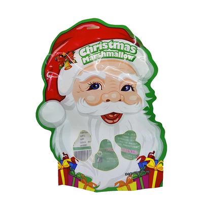 Speziell geformte Plastik-Mylar-Tasche mit Reißverschluss, maßgeschneiderte Weihnachtsbeutel